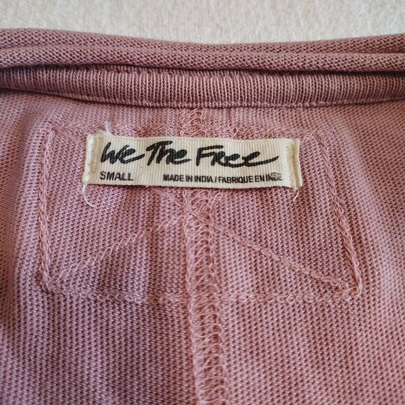 Free People Blossom Tee Mauve Pink Puff Sleeve Oversized Cotton Cottage Boho S - Picture 10 of 12